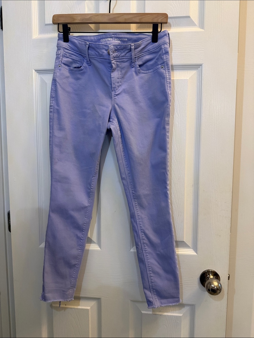Old Navy Lavender Rockstar Cropped Stretch Skinny Jeans - Raw Hem - Mid Rise